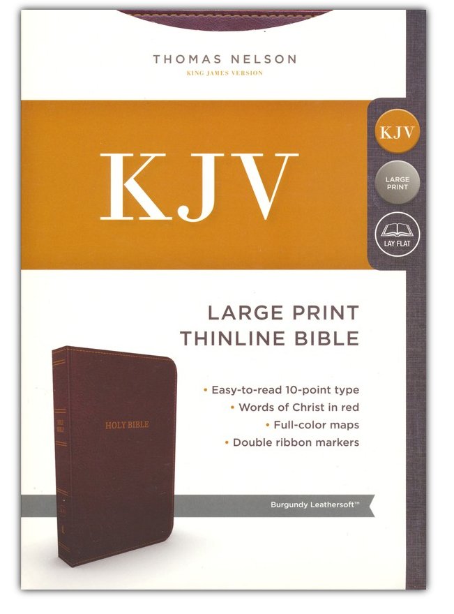 KJV, THINLINE BIBLE, LARGE PRINT, IMITATION LEATHER, BURGUNDY, RED LETTER EDITION