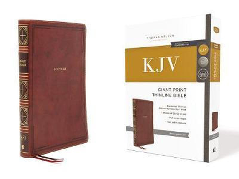 KJV Holy Bible, Giant Print Thinline Bible, Brown Leathersoft