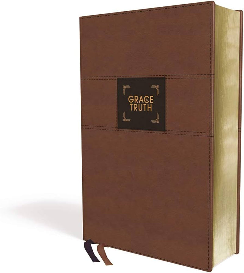 NIV GRACE AND TRUTH STUDY BIBLE, Comfort Print--soft leather-look, brown