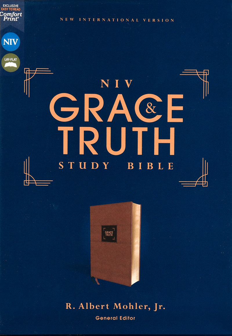 NIV GRACE AND TRUTH STUDY BIBLE, Comfort Print--soft leather-look, brown