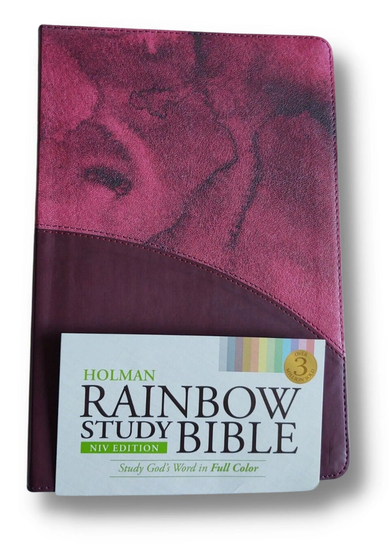 NIV HOLMAN RAINBOW STUDY BIBLE RED LEATHERTOUCH