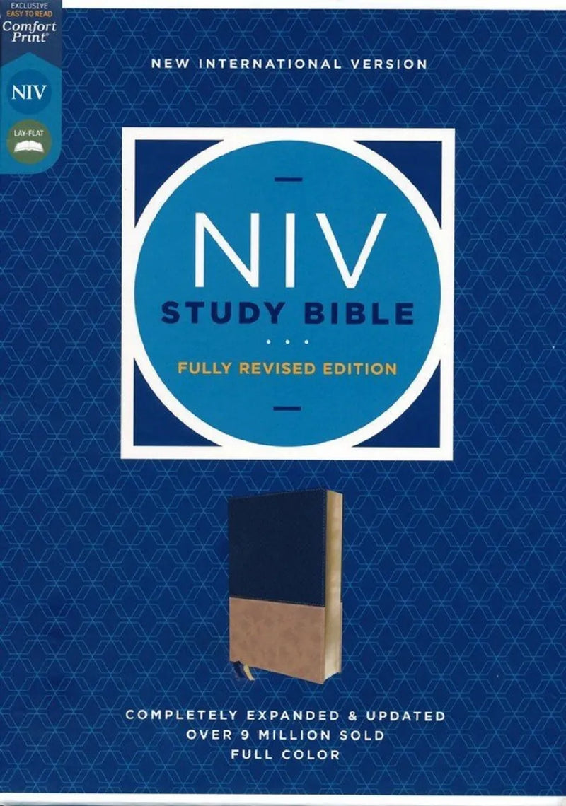NIV STUDY BIBLE, , Leathersoft, Navy/Tan, Red Letter, Comfort Print