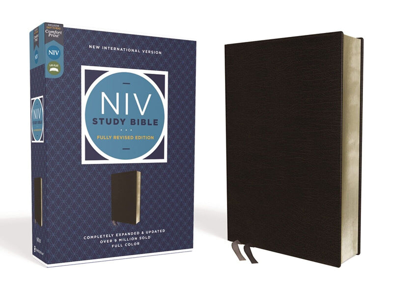 NIV STUDY BIBLE, Bonded Leather, Black, Red Letter, Comfort Print