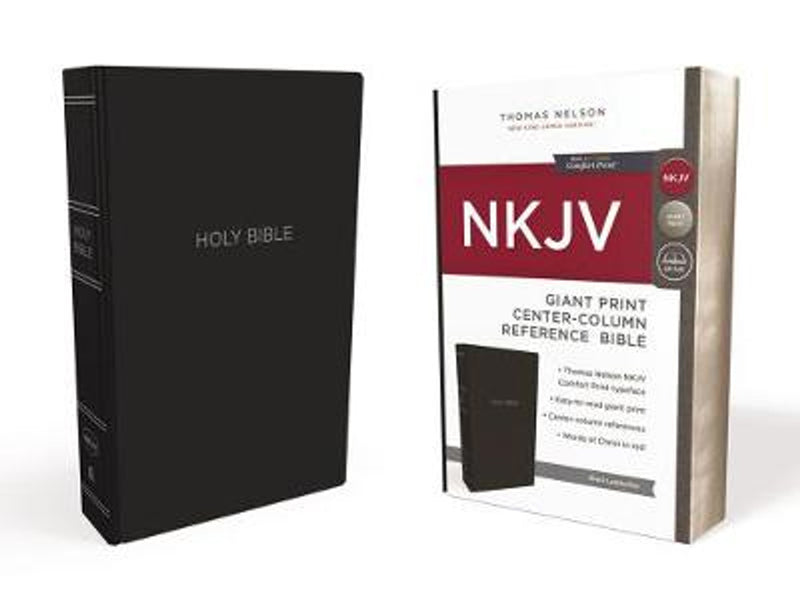NKJV Holy Bible, Giant Print Center-Column Reference Bible, Black Leather