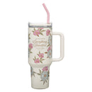He Has Made Everything Beautiful Ivory Large Stainless Steel Mug with Handle and Straw