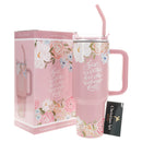 God Is Within Her, She Will Not Fall Large Stainless Steel Mug with Handle and Straw
