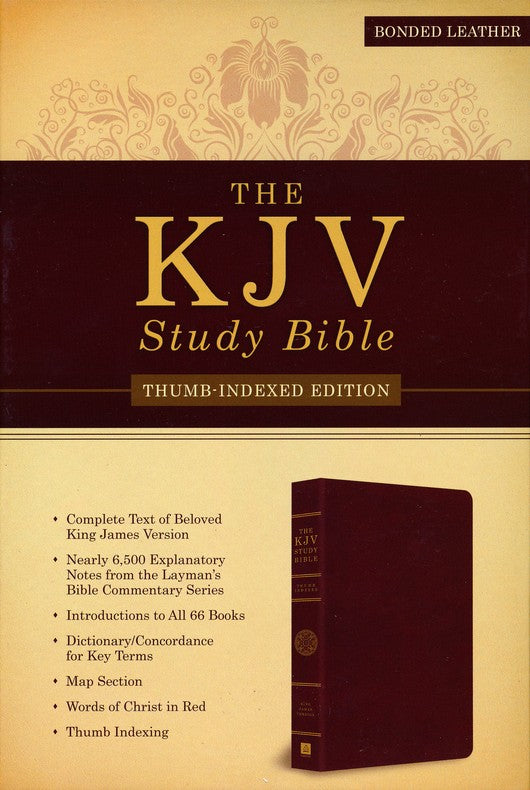 KJV STUDY BIBLE, BONDED LEATHER, BURGUNDY, INDEXED
