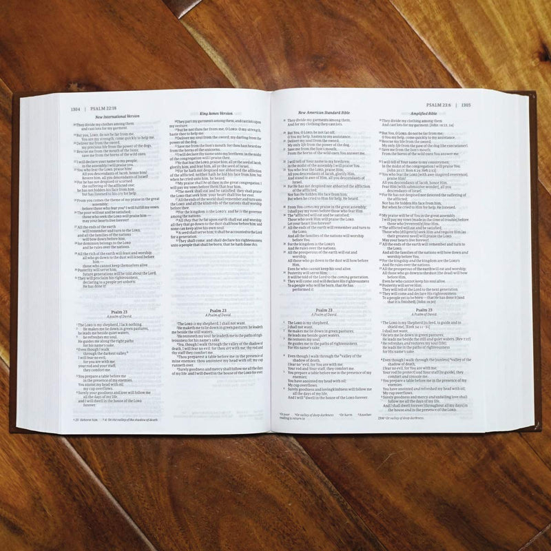 NIV, KJV, NASB, Amplified, Parallel Bible, Hardcover: Four Bible Versions Together for Study and Comparison