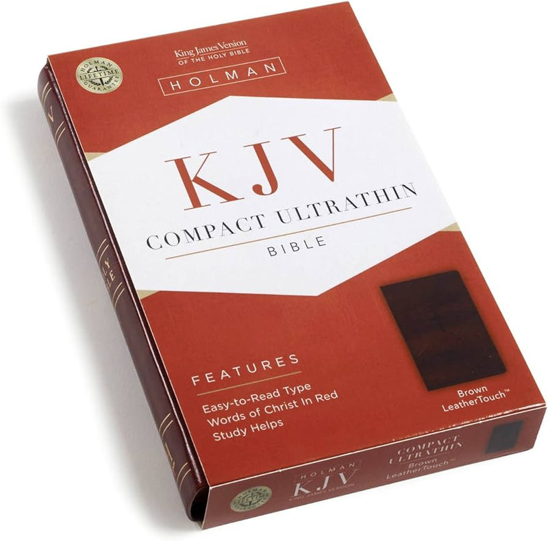 KJV COMPACT ULTRATHIN BIBLE, Black/Burgundy LeatherTouch Imitation Leather