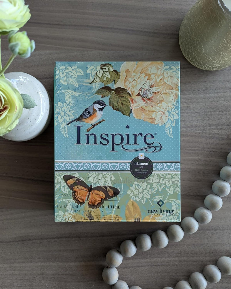 Inspire Bible NLT, Filament Enabled (Hardcover LeatherLike, Aquamarine): The Bible for Coloring & Creative Journaling