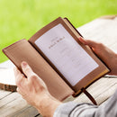 NKJV, Personal Size Large Print End-of-Verse Reference Bible, Verse Art Cover Collection, Leathersoft, Brown, Red Letter, Comfort Print