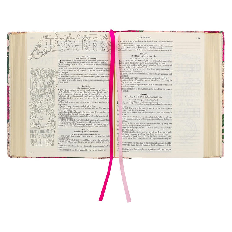 KJV Holy Bible, My Creative Bible, Faux Leather Hardcover Ribbon Marker, King James Version, Pink Printed Floral (KJV Creative Editions)