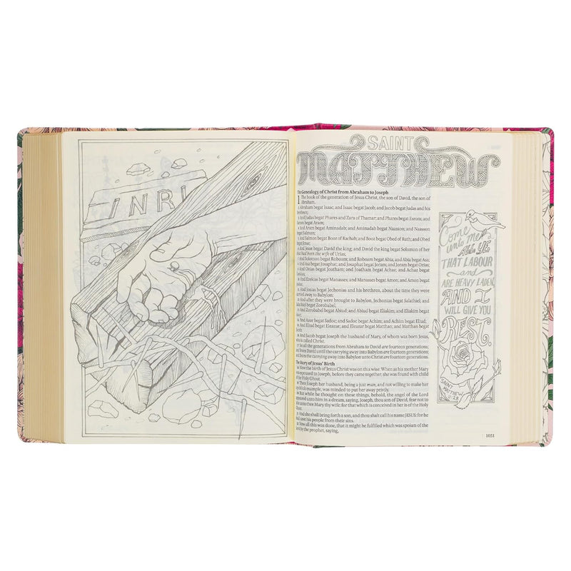 KJV Holy Bible, My Creative Bible, Faux Leather Hardcover Ribbon Marker, King James Version, Pink Printed Floral (KJV Creative Editions)