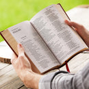 NKJV, Personal Size Large Print End-of-Verse Reference Bible, Verse Art Cover Collection, Leathersoft, Brown, Red Letter, Comfort Print