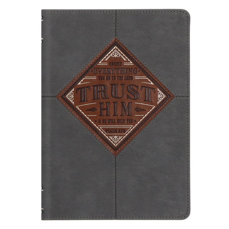 Trust Him Grey Leather Journal