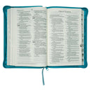 ESV Turquoise Faux Leather Standard Bible Thumb Indexed With Zip