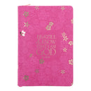 Be Still and Know That I Am God Floral Hot Pink Faux Leather Journal with Zipped Closure