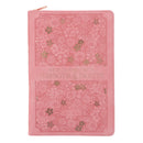 She Is Clothed with Strength and Dignity Coral Faux Leather Journal with Zipped Closure