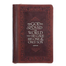 For God So Loved the World Brown Faux Leather Journal with Zipped Closure