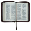 NLT Brown Faux Leather Flexcover Compact Bible With Zip