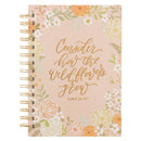 Peach Floral Spiral Journal Consider the Wildflowers  - Luke 12:27