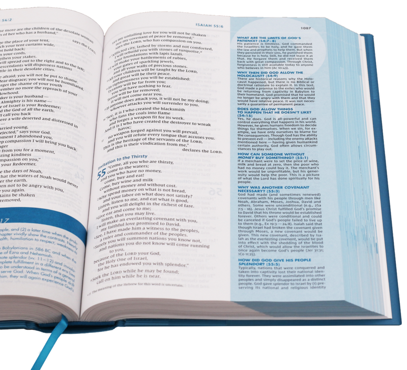 NIV, QUEST STUDY BIBLE, Personal Size, Leathersoft, Teal, Comfort Print: The Only Q and A Study Bible