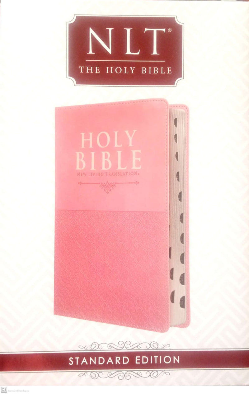 NLT Pink Pattern Soft Leather Standard Bible Thumb Indexed