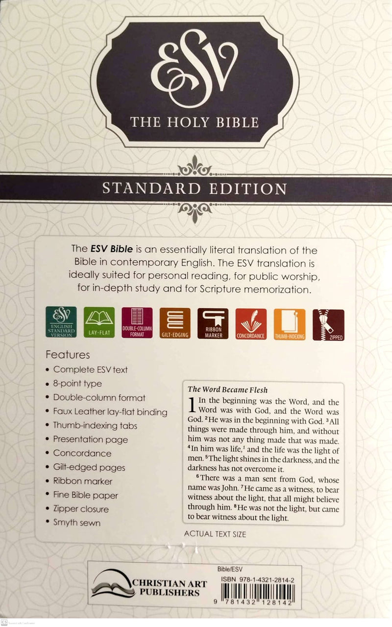 ESV Turquoise Faux Leather Standard Bible Thumb Indexed With Zip