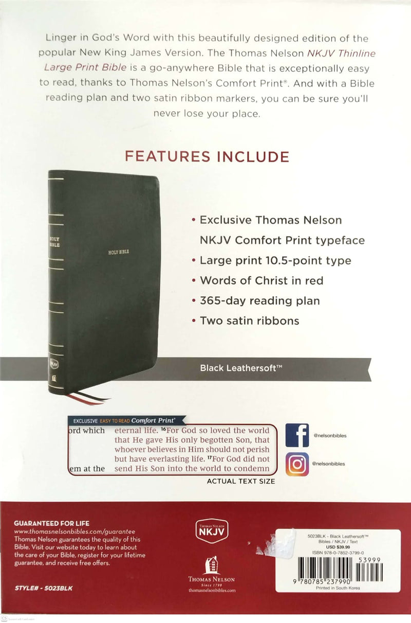 NKJV, Thinline Bible, Large Print