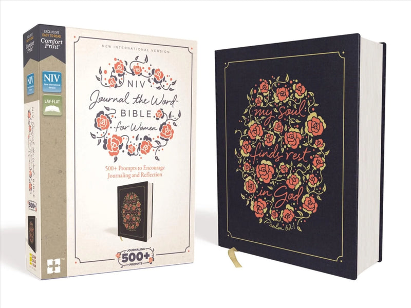NIV, JOURNAL THE WORD BIBLE FOR WOMEN, Navy, Red Letter, Comfort Print: 500+ Prompts to Encourage Journaling and Reflection Hardcover