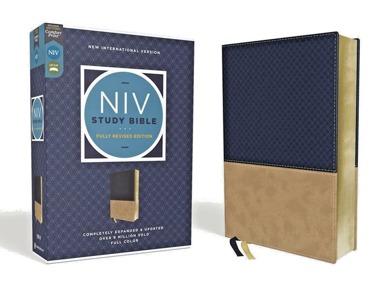 NIV STUDY BIBLE, , Leathersoft, Navy/Tan, Red Letter, Comfort Print