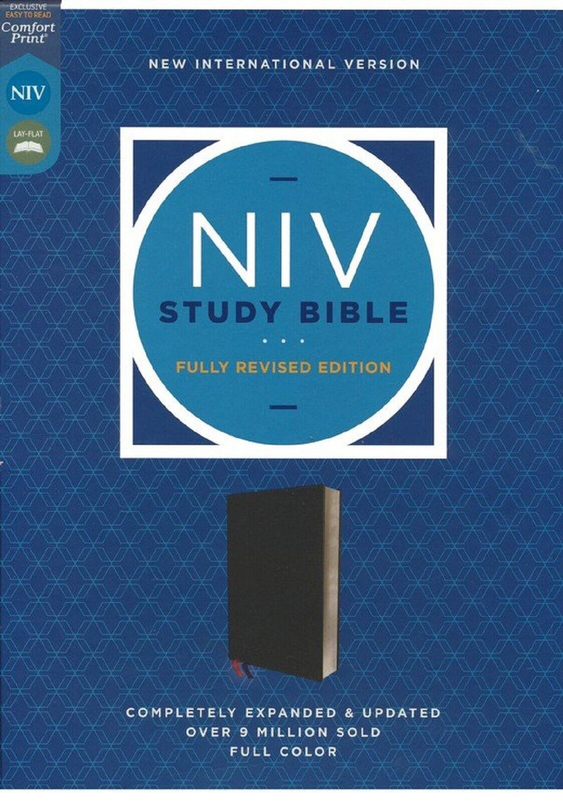 NIV STUDY BIBLE, Bonded Leather, Black, Red Letter, Comfort Print