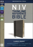 NIV, Thinline Reference Bible, Large Print, Leathersoft, Gray, Red Letter, Comfort Print