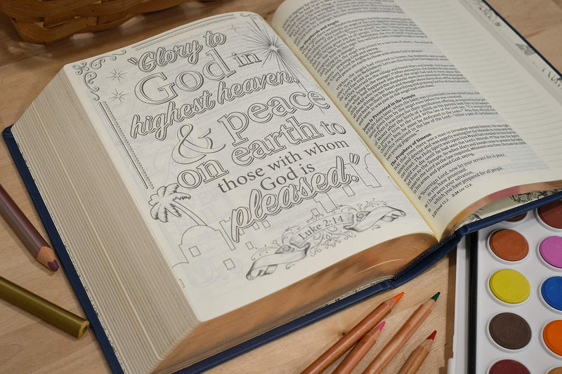 NLT INSPIRE BIBLE (Hardcover LeatherLike, Navy): The Bible for Coloring & Creative Journaling