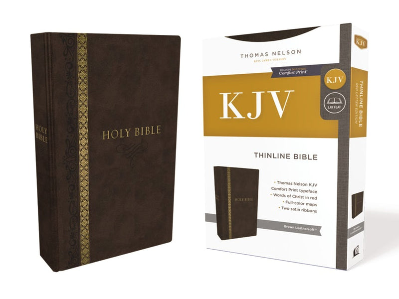 KJV, Thinline Bible, Leathersoft, Brown, Thumb Indexed, Red Letter, Comfort Print : Holy Bible, King James Version