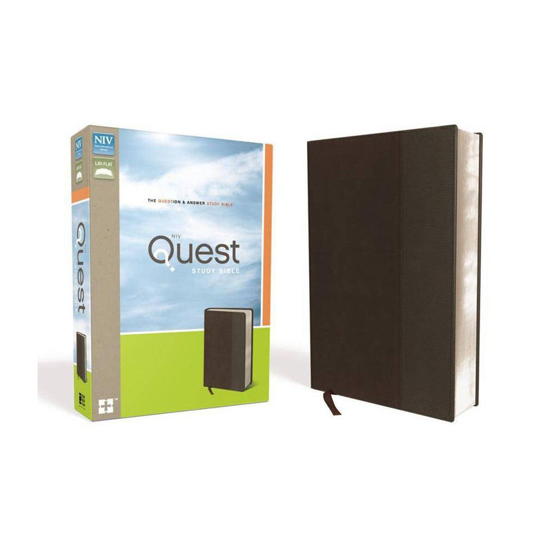 NIV QUEST STUDY BIBLE LEATHER BROWN/GRAY