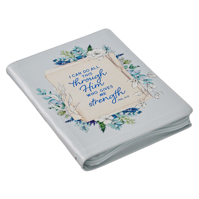 JOURNAL - I CAN DO ALL THINGS ZIPPER, FLORAL