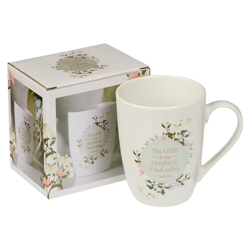 MUG/ The LORD Is My Shepherd White Ceramic Coffee Mug– Psalm 23:1