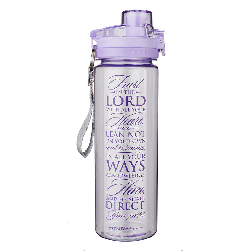 PLASTIC WATER BOTTLE- TRUST in the Lord: Purple  - Proverbs 3:5-6