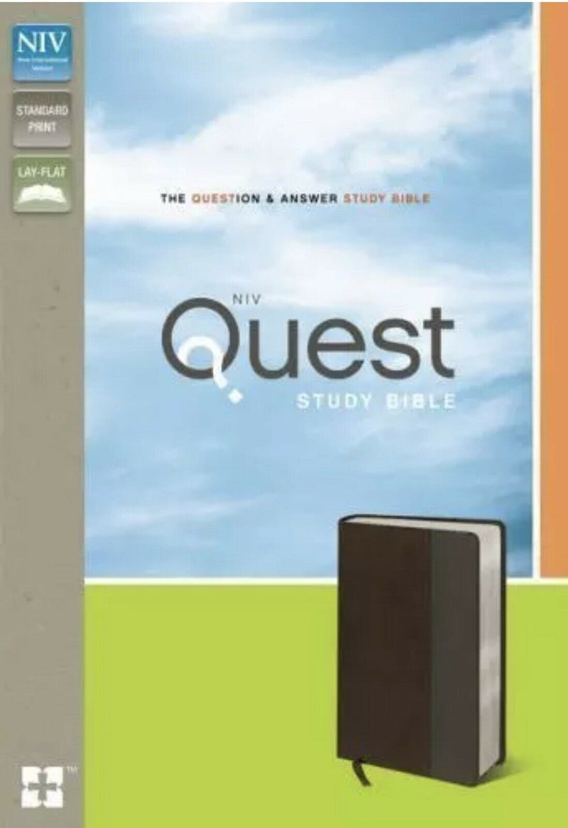 NIV QUEST STUDY BIBLE LEATHER BROWN/GRAY